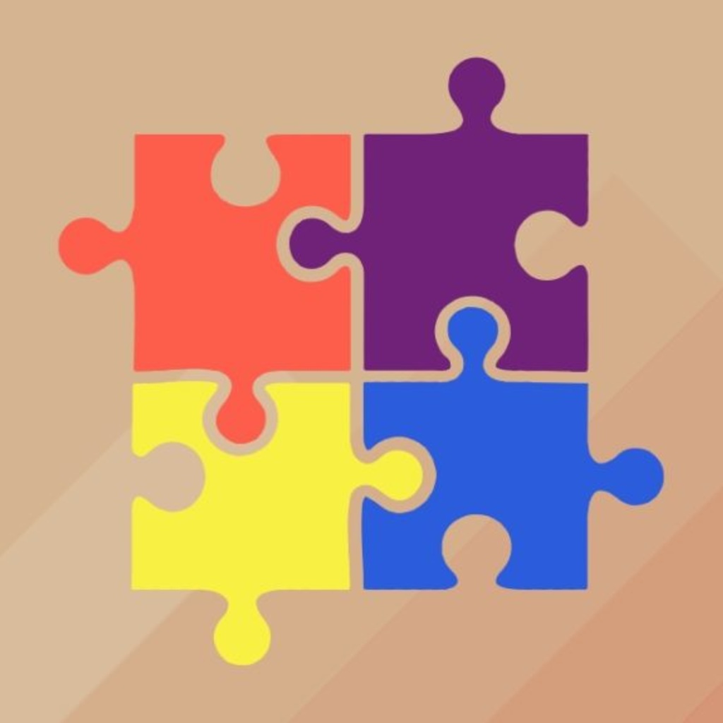 orange, purple, blue, and yellow puzzle pieces